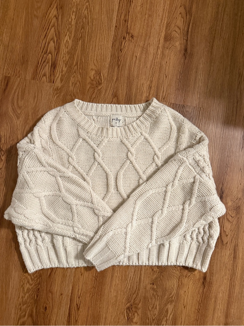 Princess Polly Cropped Cable Knit Sweater — Cream